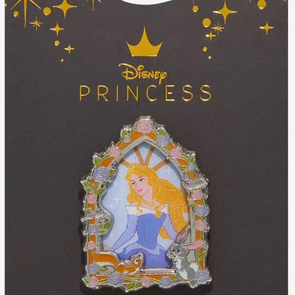 Disney Sleeping Beauty Floral Frame Lenticular Enamel Pin - Picture 3 of 5